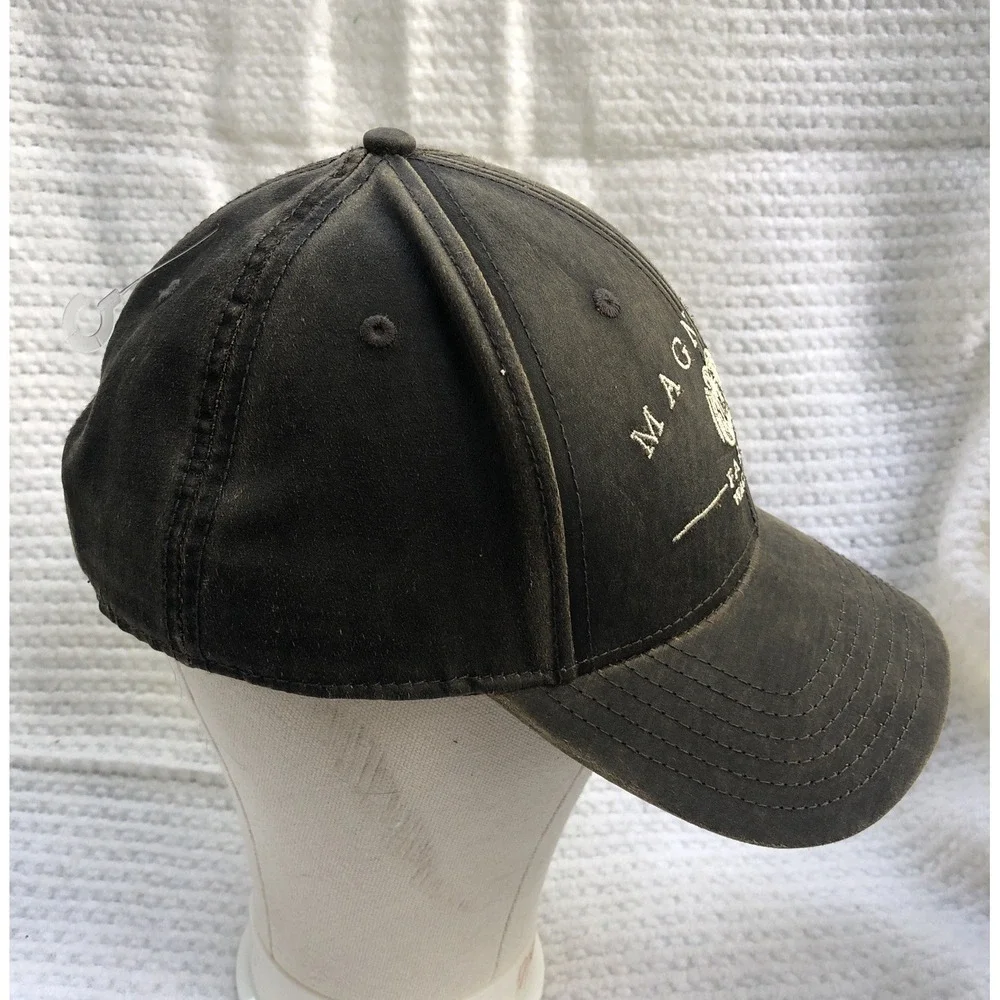 Magnolia Farms Waco, TX Waxed Distressed Embroidered Logo Hat Brown Adjustable